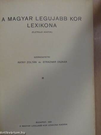 A magyar legujabb kor lexikona