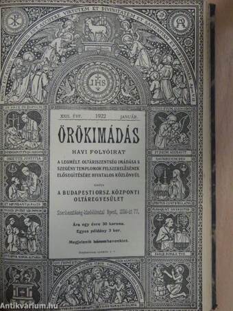 Örökimádás 1918., 1922-1923. január-december