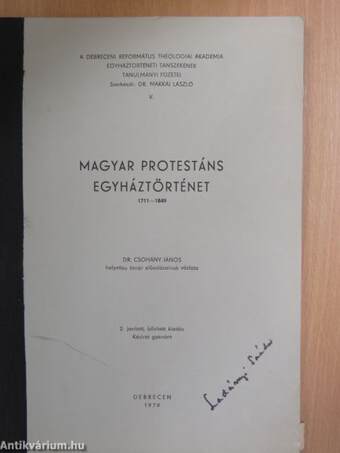 Magyar protestáns egyháztörténet 1711-1849