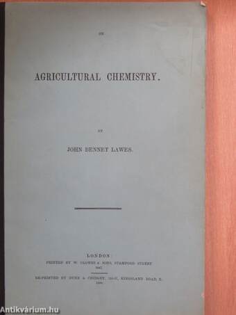 On Agricultural Chemistry