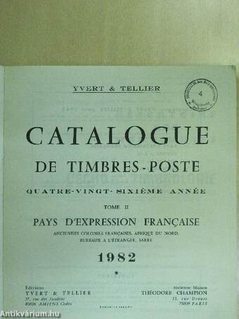 Yvert & Tellier Catalogue de timbres-poste 1982/II.