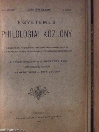 Egyetemes Philologiai Közlöny 1899.