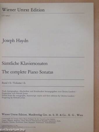 Sämtliche Klaviersonaten/The complete Piano Sonatas 1 b