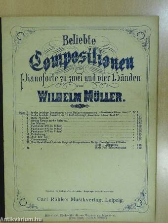 Beliebte Compositionen Pianoforte zu zwei und vier Bänden von Wilhelm Müller