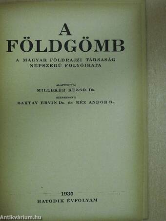 A Földgömb 1935. december