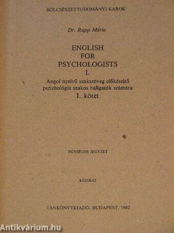 English for psychologists I.