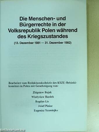 Die Menschen- und Bürgerrechte in der Volksrepublik Polen während des Kriegszustandes