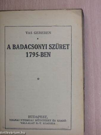 A badacsonyi szüret 1795-ben