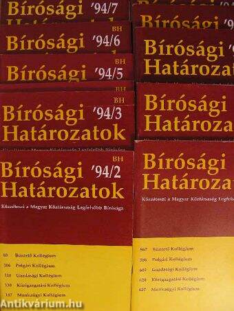 Bírósági határozatok 1994. (nem teljes évfolyam)