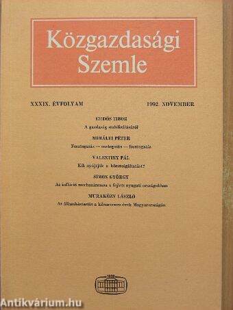 Közgazdasági Szemle 1992. november