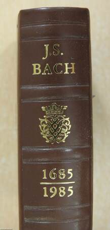 J. S. Bach 1685-1985 (minikönyv) - Porcelán medalionnal, miniatűr bőr díszmappában (különlegesség)