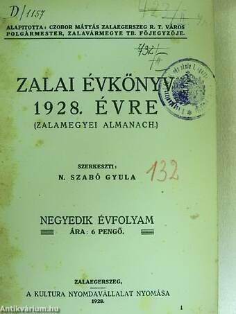 Zalai Évkönyv 1928. évre