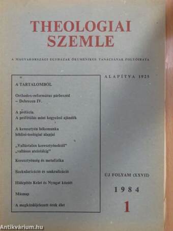 Theologiai Szemle 1984. (nem teljes évfolyam)