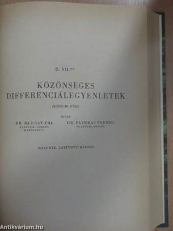 Műszaki matematikai gyakorlatok B. VII./1-2.