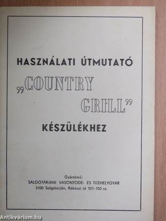 Használati útmutató "Country Grill" készülékhez