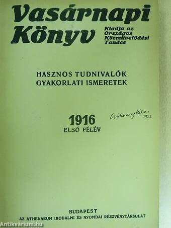 Vasárnapi Könyv 1916. (nem teljes évfolyam)