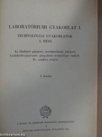 Laboratóriumi gyakorlat I./Laboratóriumi gyakorlatok II-III.