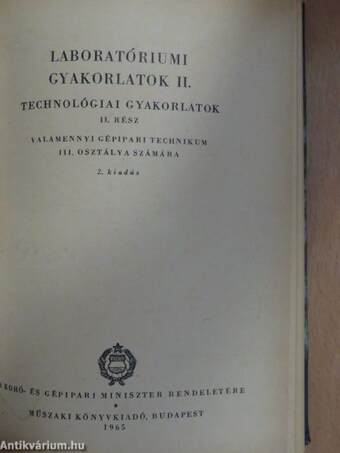 Laboratóriumi gyakorlat I./Laboratóriumi gyakorlatok II-III.