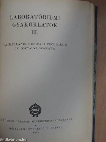 Laboratóriumi gyakorlat I./Laboratóriumi gyakorlatok II-III.