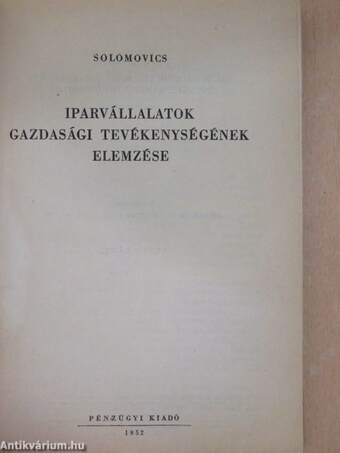 Iparvállalatok gazdasági tevékenységének elemzése 