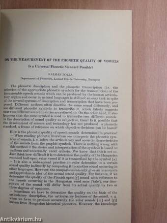 On the measurement of the phonetic quality of vowels