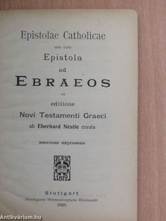 Epistolae Catholicae una cum Epistola ad Ebraeos