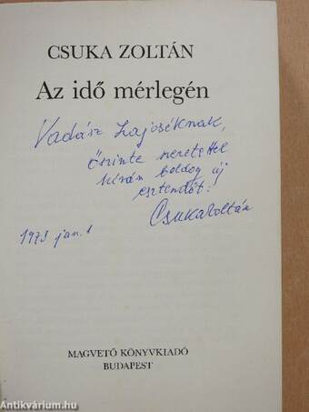 Az idő mérlegén (dedikált példány)