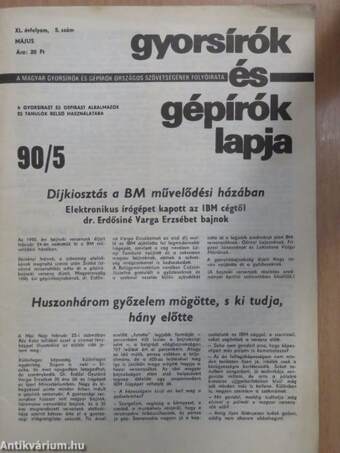 Gyorsírók és Gépírók Lapja 1990. május