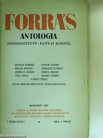 Forrás Antologia 1927.