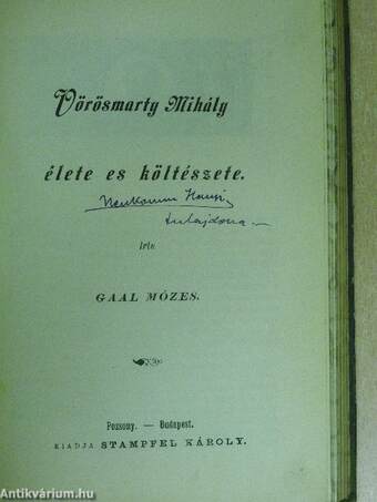 Kazinczy Ferencz élete és költészete/Csokonai Vitéz Mihály élete és költészete/Kisfaludy Sándor élete és költészete/Jósika Miklós élete és irói működése/Madách Imre élete és költészete/Szigligeti Ede élete és költészete