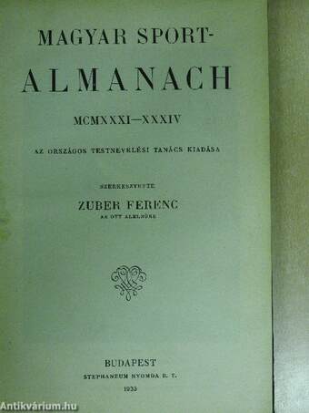 Magyar Sport-Almanach 1931-1934.