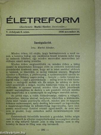 Életreform 1936. november 16.