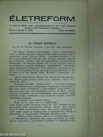 Élet-reform 1932. november