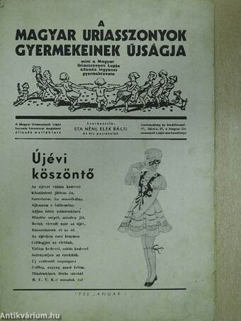 A Magyar Uriasszonyok Gyermekeinek Ujságja 1936. január 1.