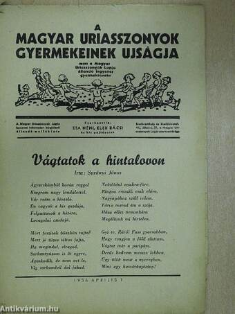 A Magyar Uriasszonyok Gyermekeinek Ujságja 1936. április 1.