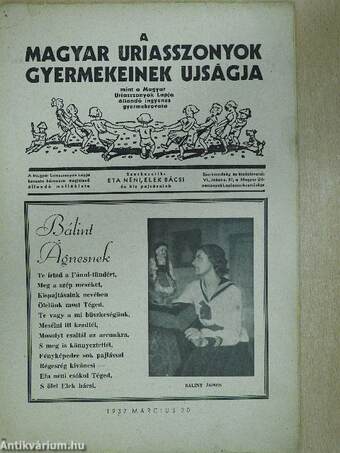 A Magyar Uriasszonyok Gyermekeinek Ujságja 1937. március 20.