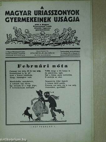A Magyar Uriasszonyok Gyermekeinek Ujságja 1937. február 1.