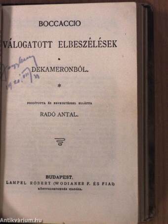 Válogatott elbeszélések Dekameronból/A bor és egyéb apróságok/Leányok/Ulla Fangel sorsa/Tonia