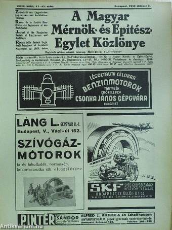 A Magyar Mérnök- és Építész-Egylet Közlönye 1939. október 8.