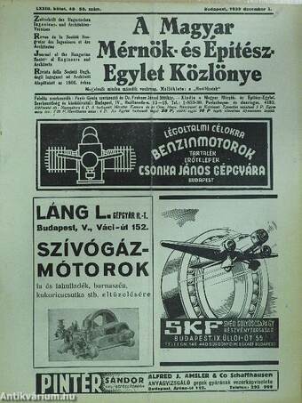 A Magyar Mérnök- és Építész-Egylet Közlönye 1939. december 3.