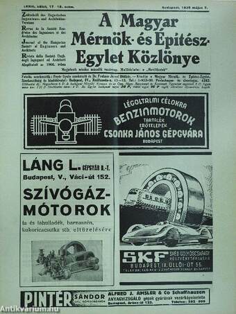 A Magyar Mérnök- és Építész-Egylet Közlönye 1939. május 7.