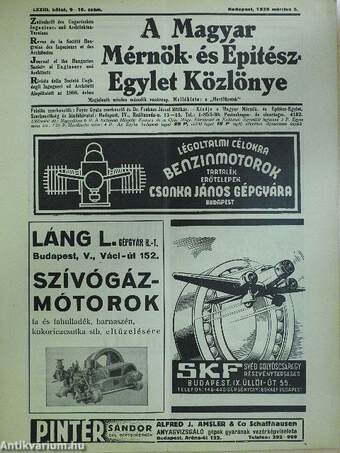 A Magyar Mérnök- és Építész-Egylet Közlönye 1939. március 5.