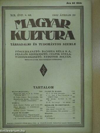 Magyar Kultúra 1932. április 20.