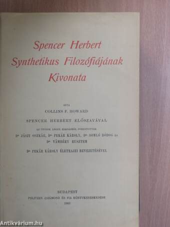 Spencer Herbert synthetikus filozófiájának kivonata