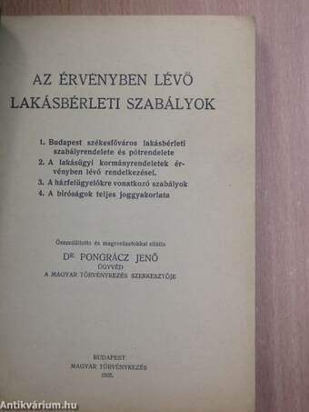 Az érvényben lévő lakásbérleti szabályok