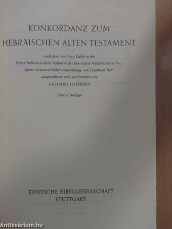 Konkordanz zum Hebräischen Alten Testament