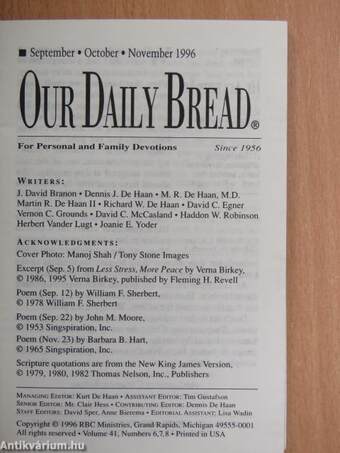 Our Daily Bread September-October-November 1996