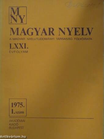 Magyar Nyelv 1975/1.