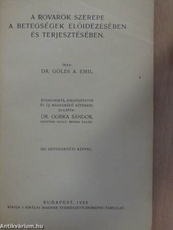 A rovarok szerepe a betegségek előidézésében és terjesztésében