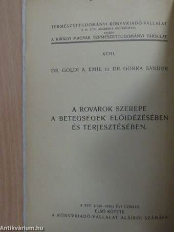 A rovarok szerepe a betegségek előidézésében és terjesztésében